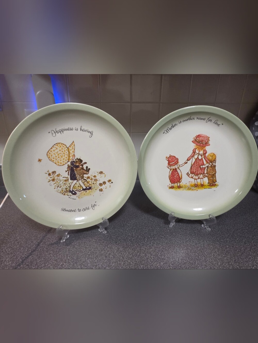 Holly Hobbie Plate Set – "Mother & Caring" Quotes Set Of 2